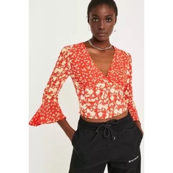 Free People Lady Bohemian Cropped Floral Top - Picture 1 of 6